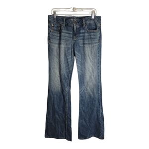 American‎ Eagle Hipster Flare Boho Festival Western Preppy Jeans 8 X LONG